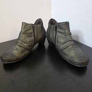 Women's 6 37 NAOT Advance Dark Green Ruched Leather Ankle Boots Bootie Shoes Zip